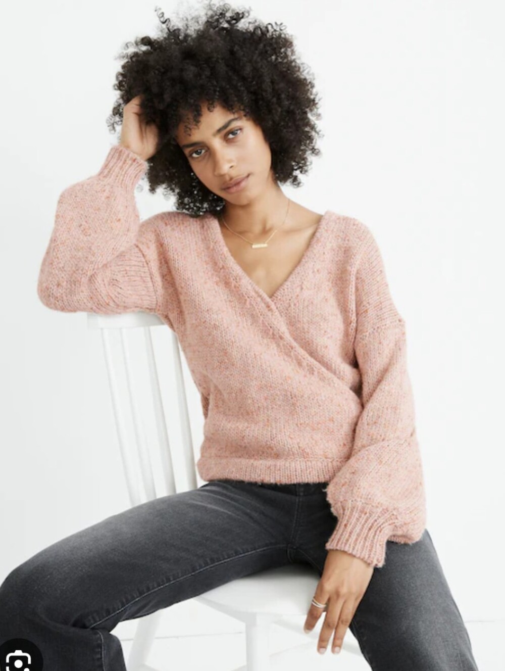 Madewell Pink Vneck Wrap Sweater Xs